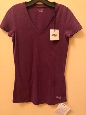 Liu Jo Plum V-Neck Short Sleeve Tee